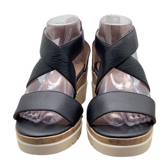 SOUL Naturalizer Shoes - Soul Naturalizer Goodtimes Black Wedge Sandals Wide Width 6W H5571S0001